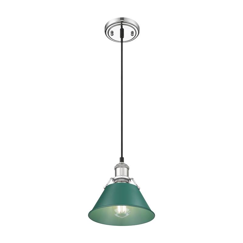 Yep by Golden Lighting Orwell 1-light 8in Pendant in Chrome and Pine Green shade - Small Pendant - 7"