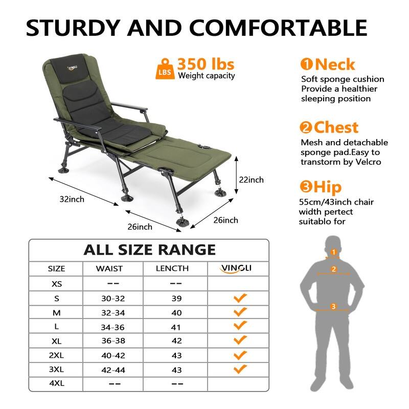 VINGLI Heavy Duty Fishing Chair Support 440 LBS
