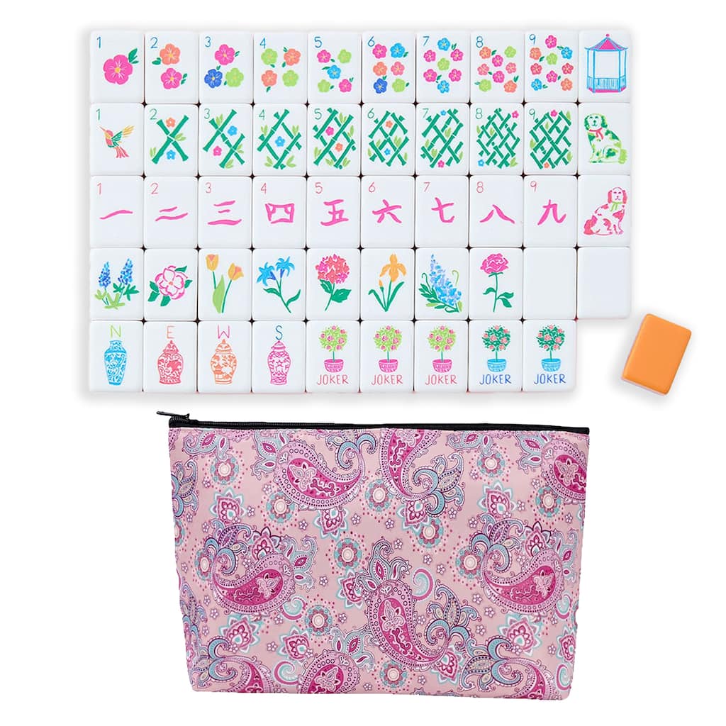 Sweet Jojo Designs American Mahjong Tile Set (160pc) 1.25in. Layered Acrylic with Paisley Travel Bag - Beautiful, Luxury Orange