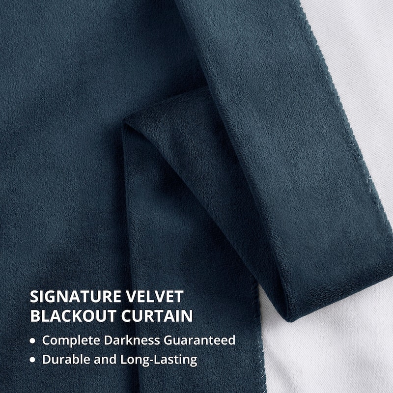 Exclusive Fabrics Signature Midnight Blue Velvet Blackout Curtain Panel