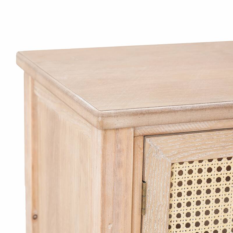 Natural Wood Finish Accent Two-Door Cabinet - 32.63" H x 27.5" W x 14.94" D