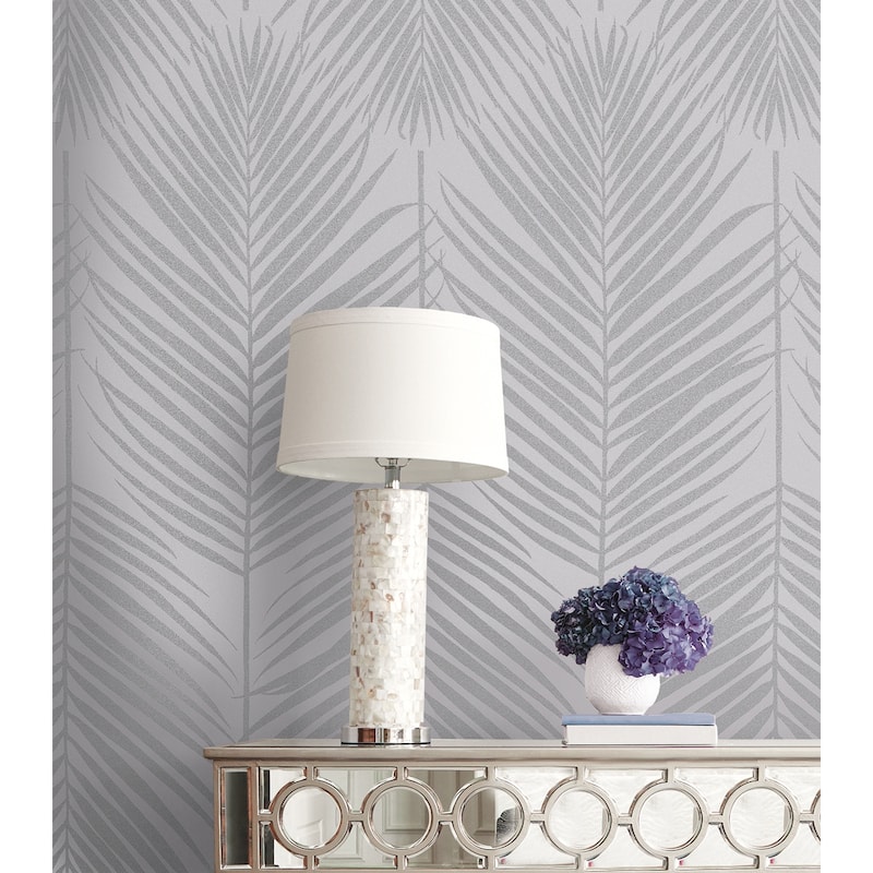 Seabrook Designs Persei Palm Glass Beaded Unpasted Wallpaper