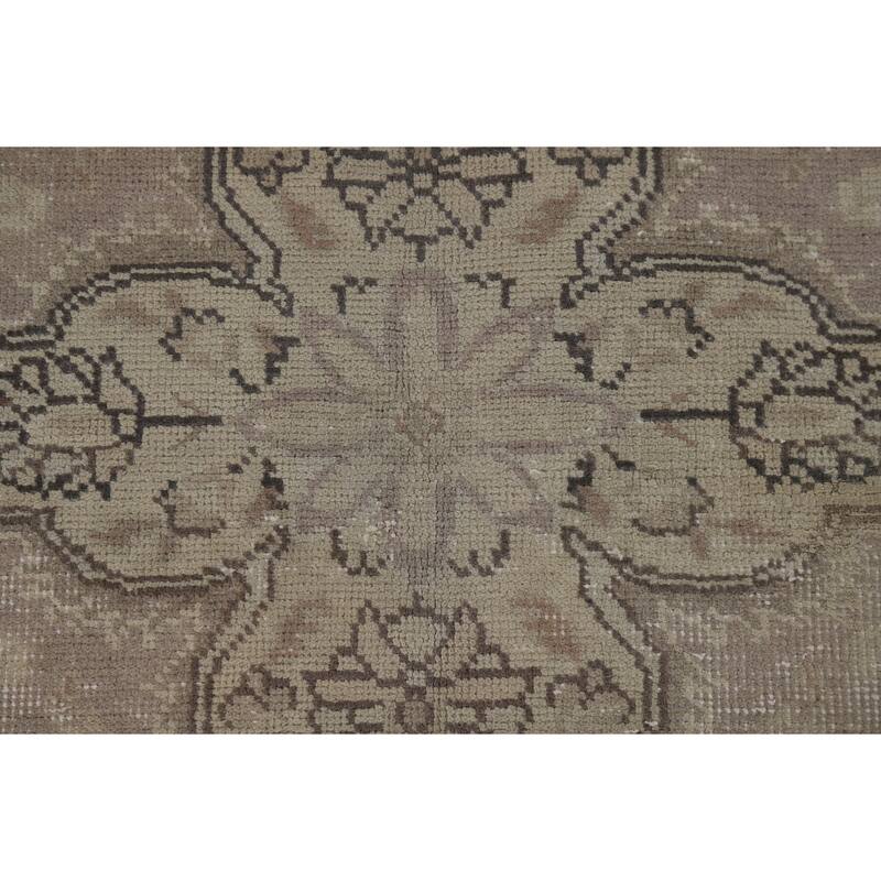 Distressed Tabriz Vintage Rug Hand-Knotted Oriental Wool Carpet - 9'9" x 12'6"