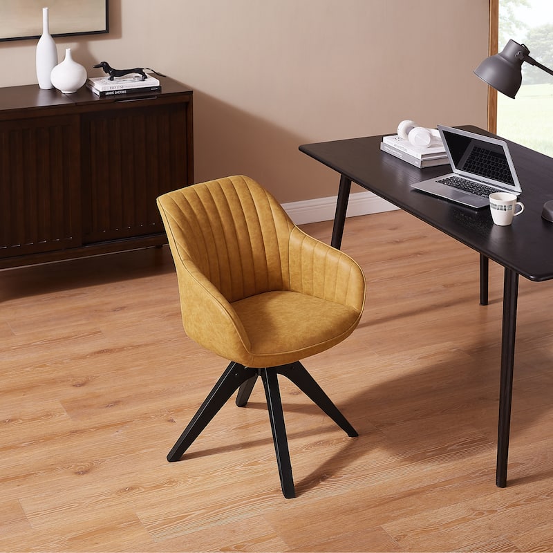 Art Leon Classical Swivel Office Accent Chair with Wood Legs