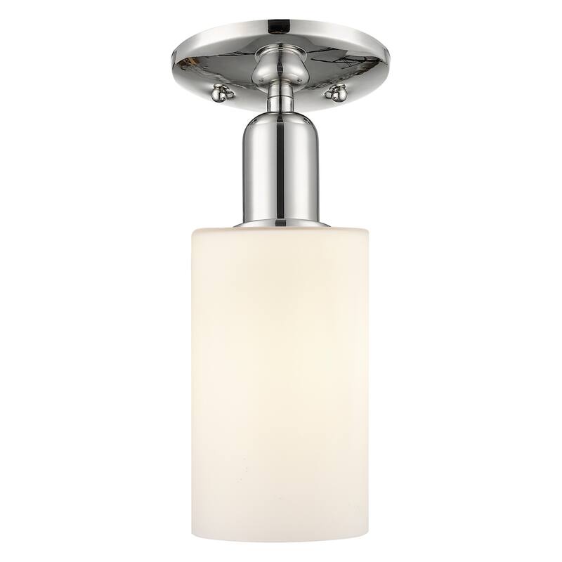 Innovations Lighting 716-1C-11-5 Clymer Semi-Flush Clymer 5" Wide - Polished Nickel / Matte White