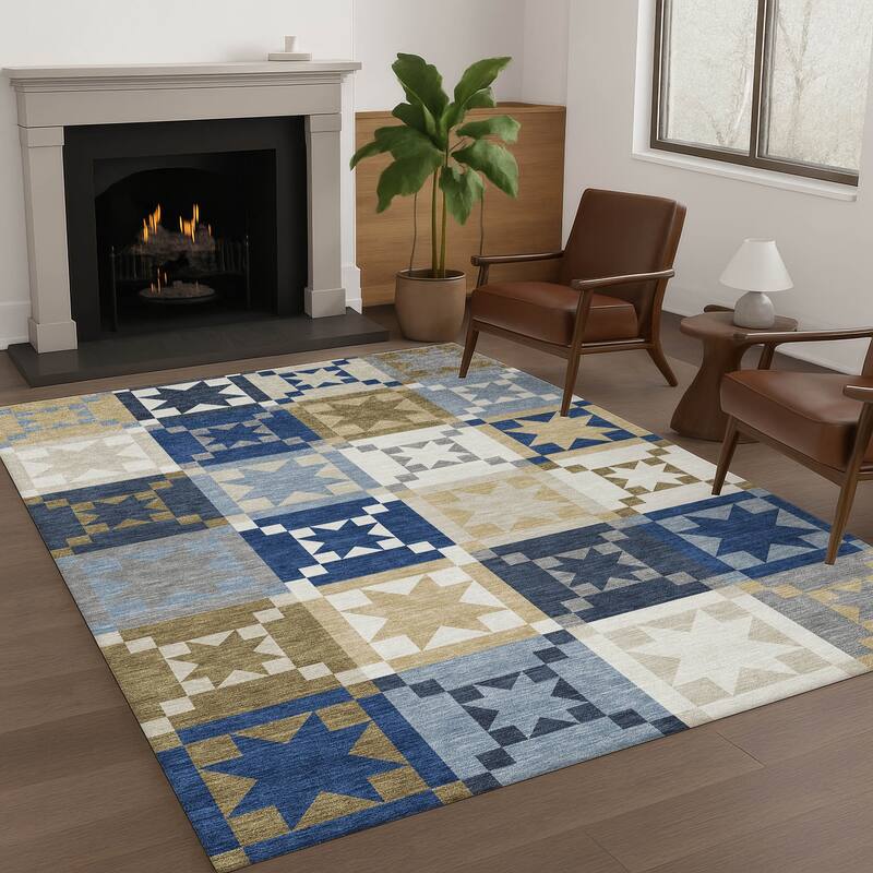 Machine Washable Indoor/ Outdoor Modern Newton Chantille Rug
