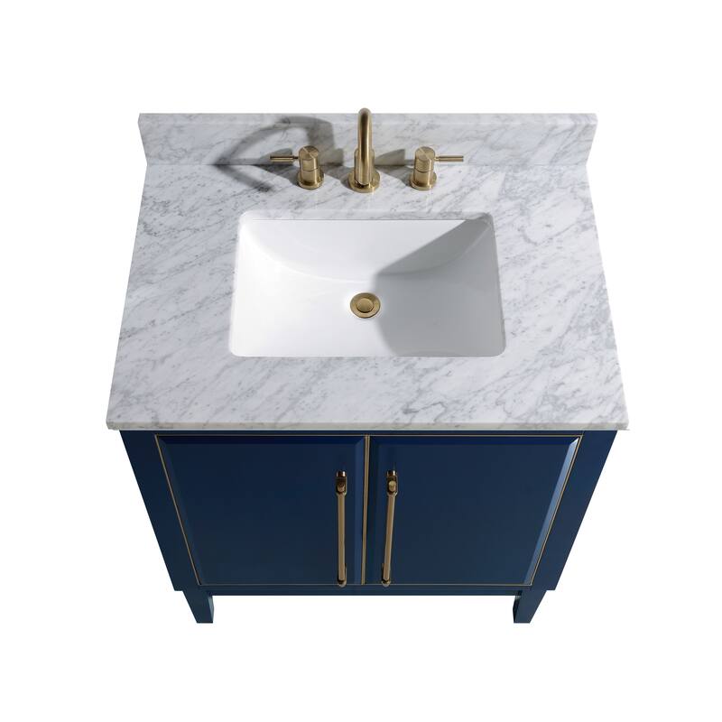 Avanity Carrara White Natural Marble Vanity Top with Rectangular Undermount Sinks