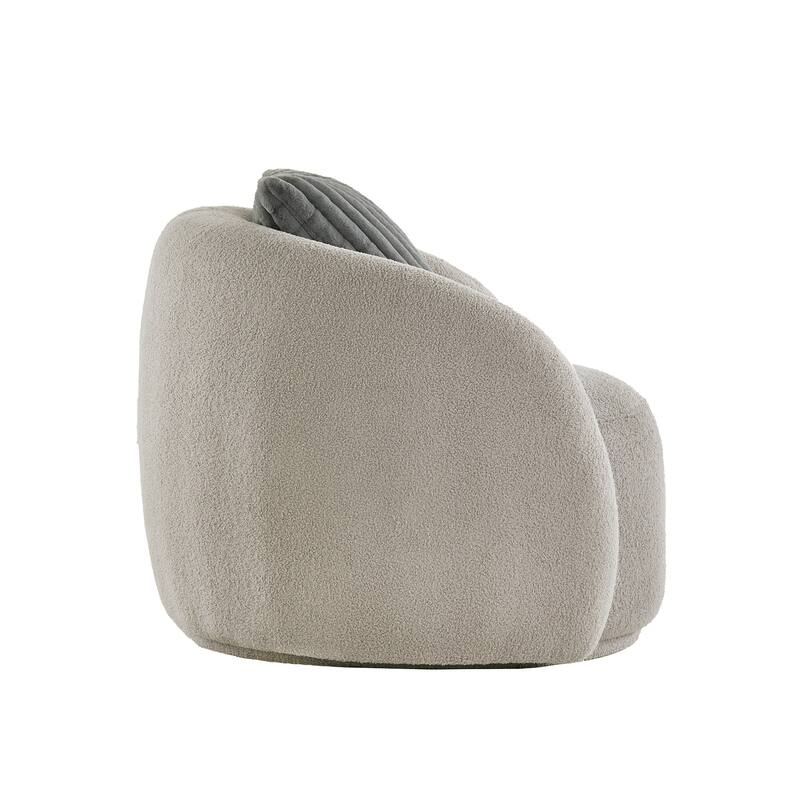 Willits Boucle Accent Chair with Cloud-Like Curved Design and Furry Channel Pillow by iNSPIRE Q Modern
