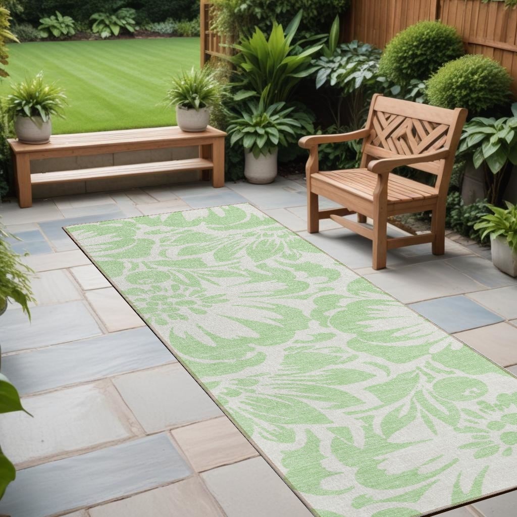 Sana Graceful Floral Weather Resistant Versatile Elegance Runner Outdoor Rug