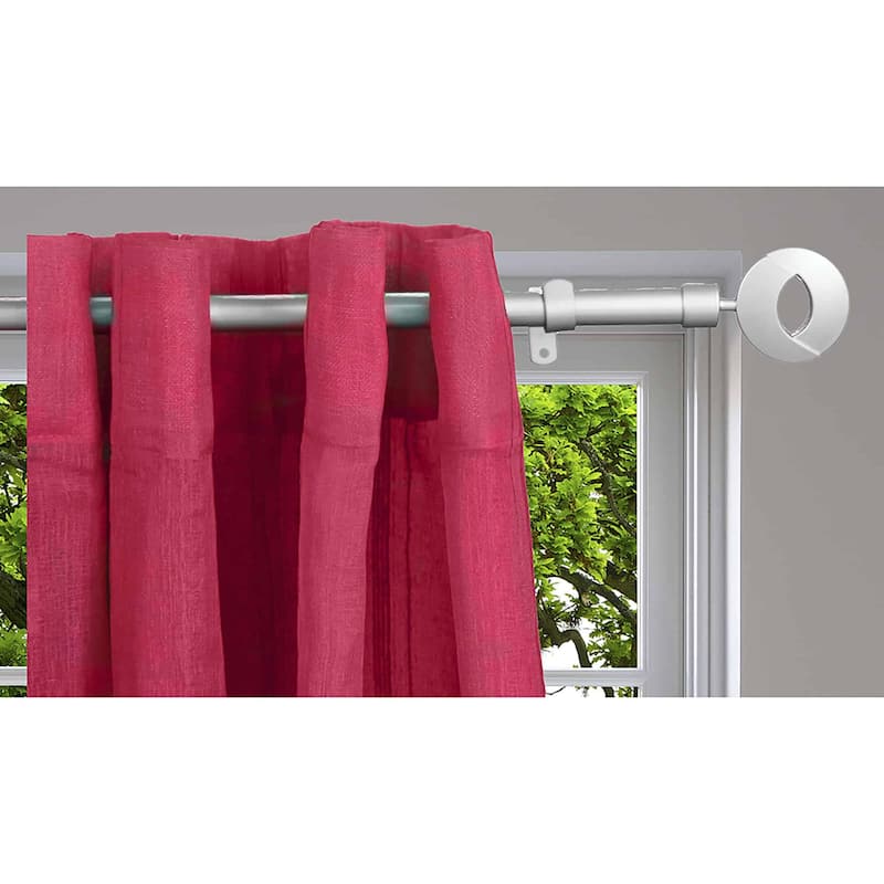 Adjustable Single Curtain Rod 50"-82" with Circle Finials and Brackets - 50" to 82" L x 3/4" D