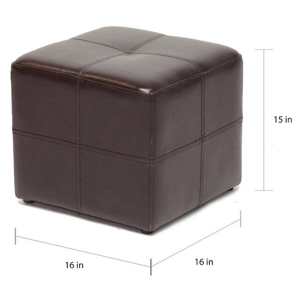 Baxton Studio Ashton Dark Brown Faux Leather Cube Ottoman Bed Bath