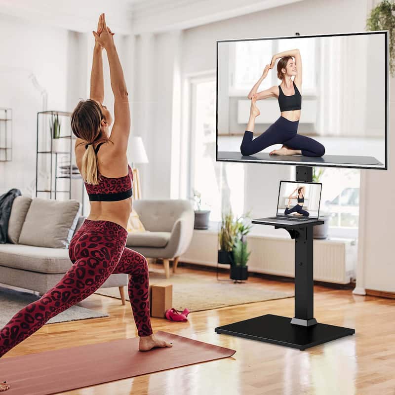 Costway Floor TV Stand with Power Outlet Height Adjustable Tall TV - See Details
