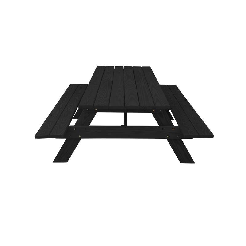 HomeRoots 94" Charcoal Solid Wood Outdoor Picnic Table