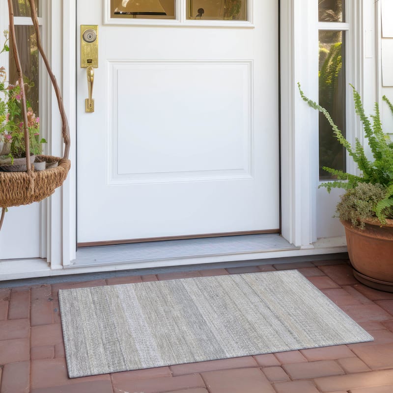 Machine Washable Indoor/ Outdoor Chantille Moroccan Stripes Rug