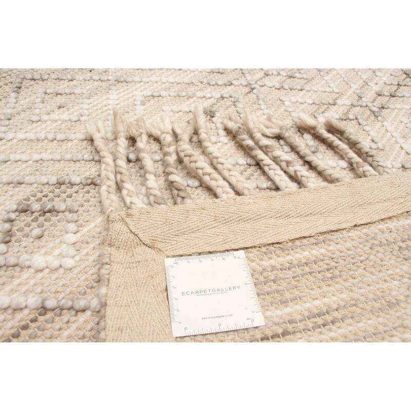 ECARPETGALLERY Braid weave Sienna Light Khaki Wool Rug - 5'0 x 8'1