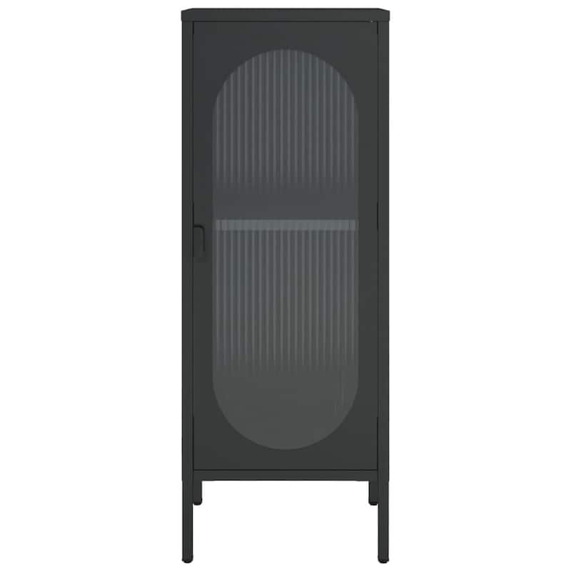 vidaXL Sideboard Black 15.7"x13.8"x41.3" Glass and Steel - 15.7" x 13.8" x 41.3"