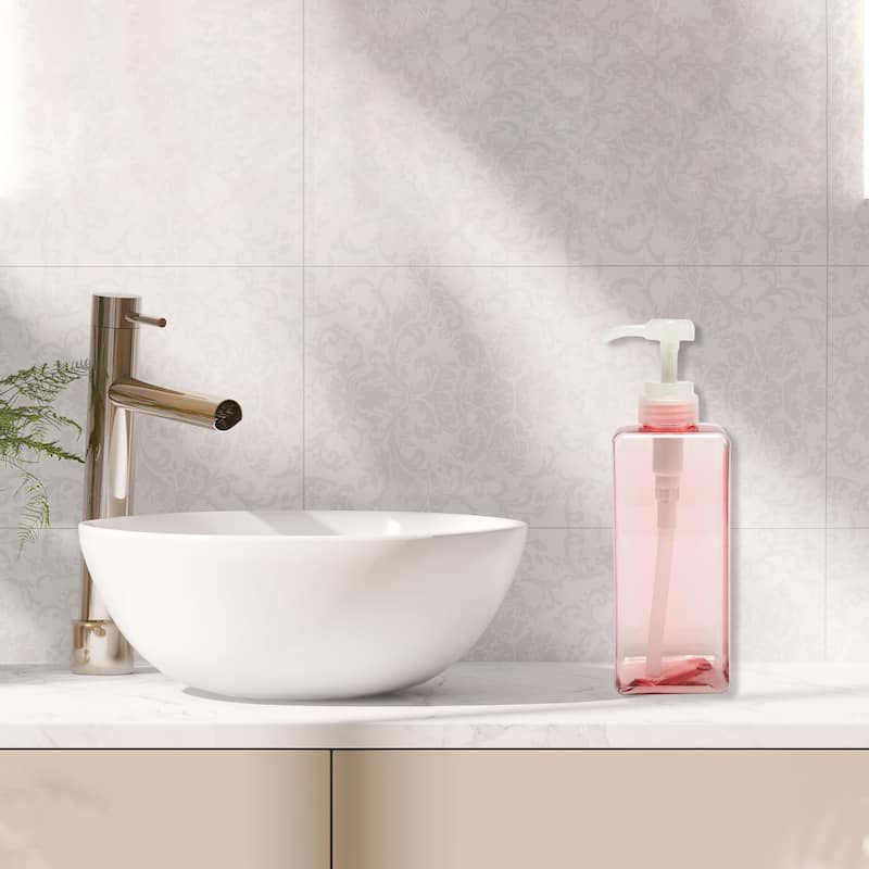 Square Simple Soap Pump Dispenser for Bathroom Laundry Rooms - Clear Pink - 650ml