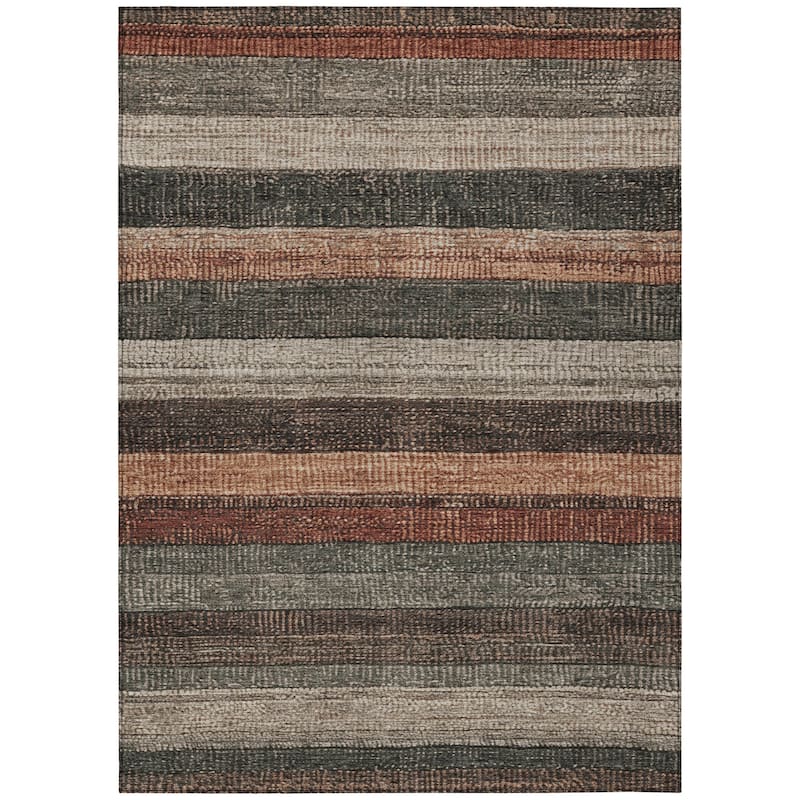 HomeRoots Striped Transitional Rectangle Outdoor Rug