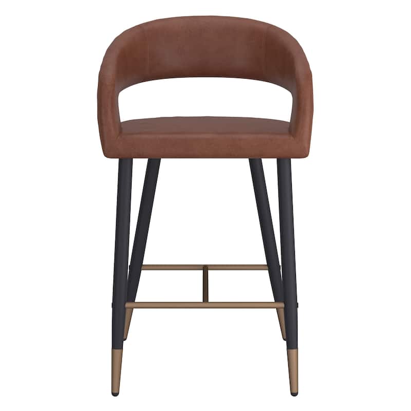 Modern Faux Leather and Metal 26" Counter Stool, Set of 4