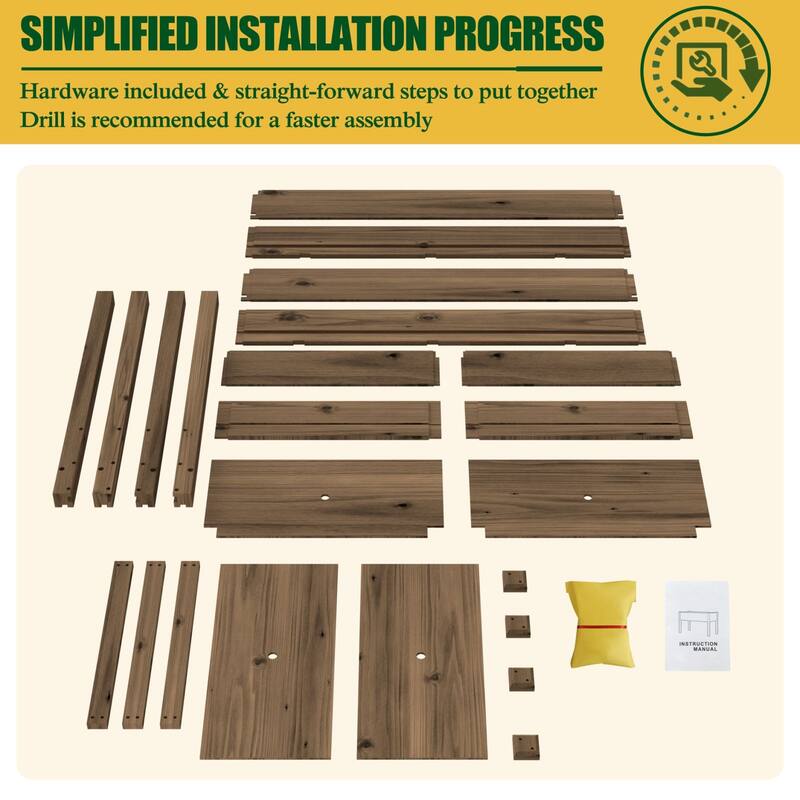 VEIKOUS Wood Raised Garden Bed Elevated Planter Box with Drainage Holes