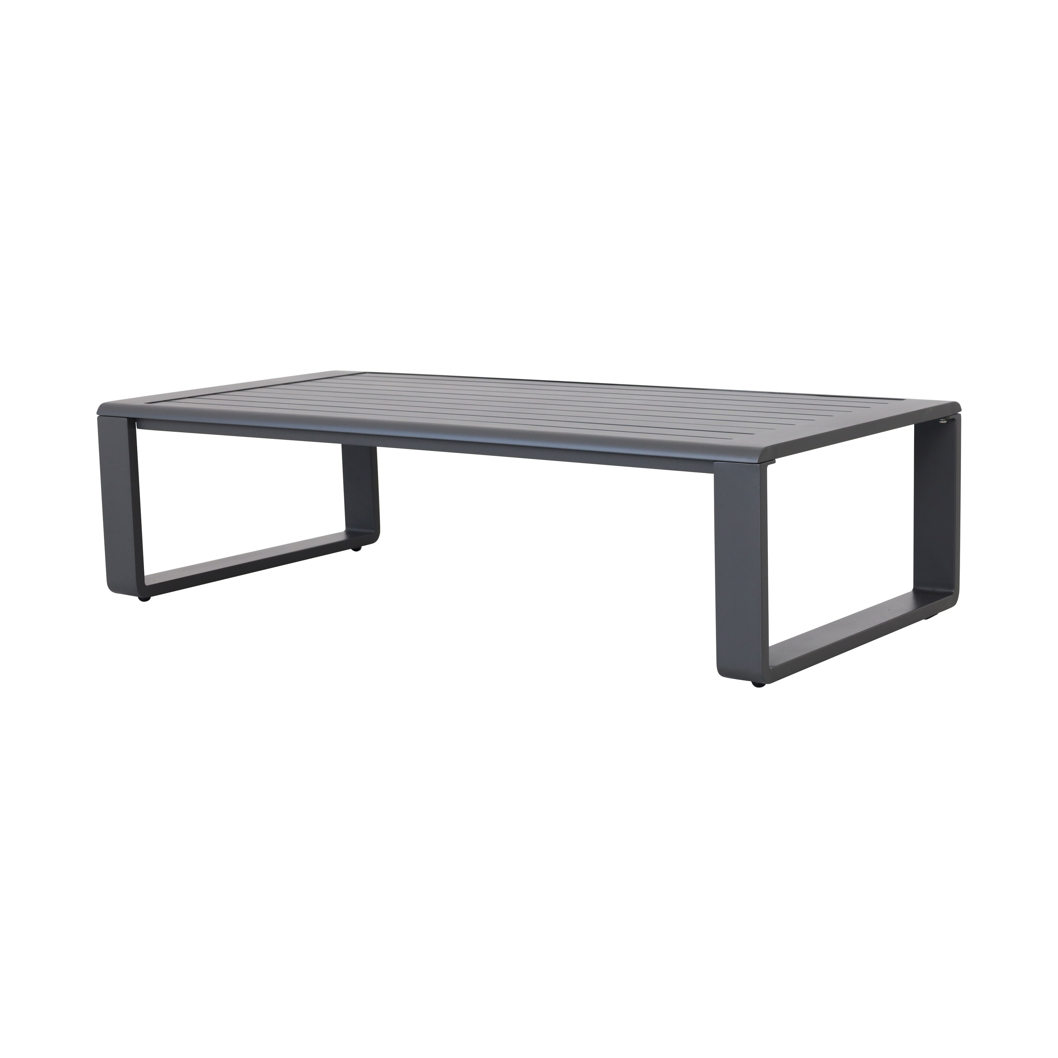 Three-seat sofa + rectangular coffee table, light gray cushions