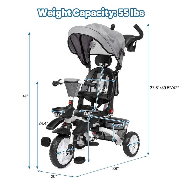 7 in 1 Folding Toddler tricycle w/Removable Adjustable Push Handle