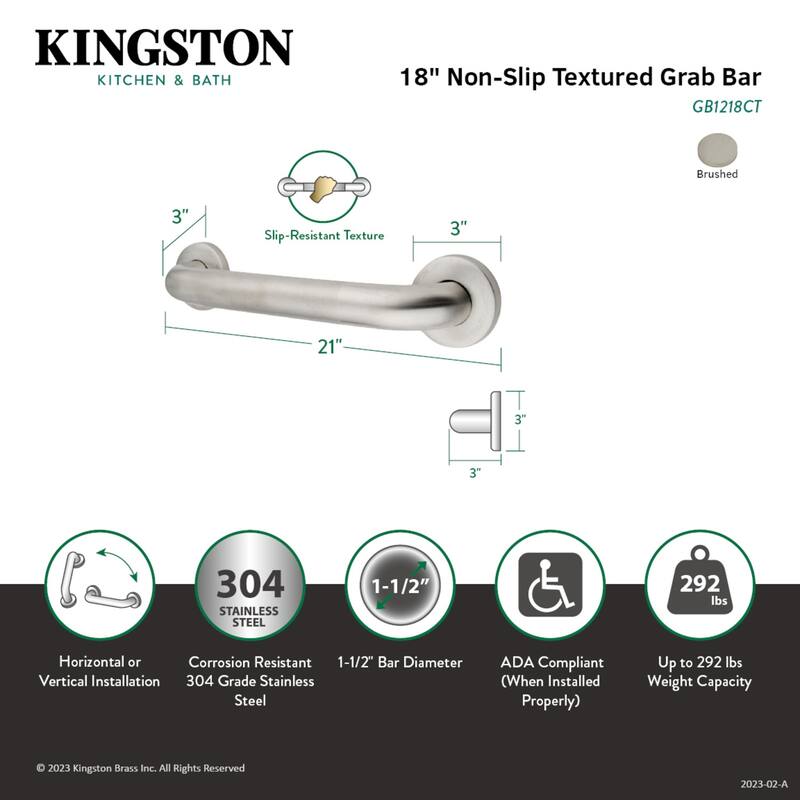 Made To Match 18-Inch Stainless Steel Grab Bar