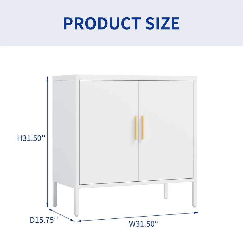Metal Storage Cabinet with 2 Doors and 2 Adjustable Shelves, Steel Lockable Garage Storage Cabinet