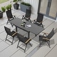preview thumbnail 10 of 19, 5/7/11PC Outdoor Aluminum Expandable Rectangle Patio Dining Table with Folding Chairs 7PC-DarkGrey-Table&Black-Chair