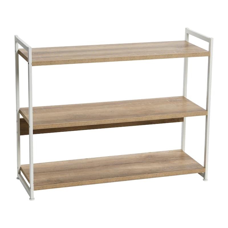 Household Essentials 3 Shelf Open Storage Bookshelf - 13.8"L x 40.5"W x 32.5"H - Coastal Oak