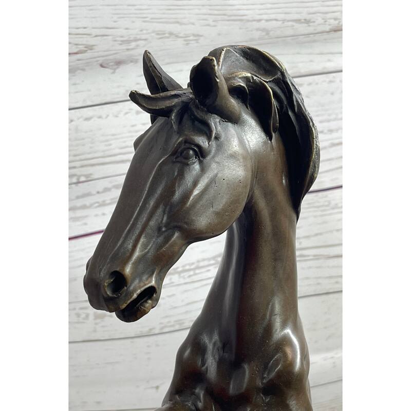 Rearing Wild Stallion Horse Bronze Statue Sculpture Figure Equestrian Horses Decor Signed Art