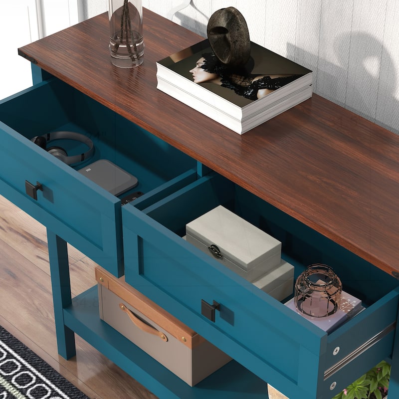 Versatile Rustic Console Table with Multiple Storage Options for Any Room