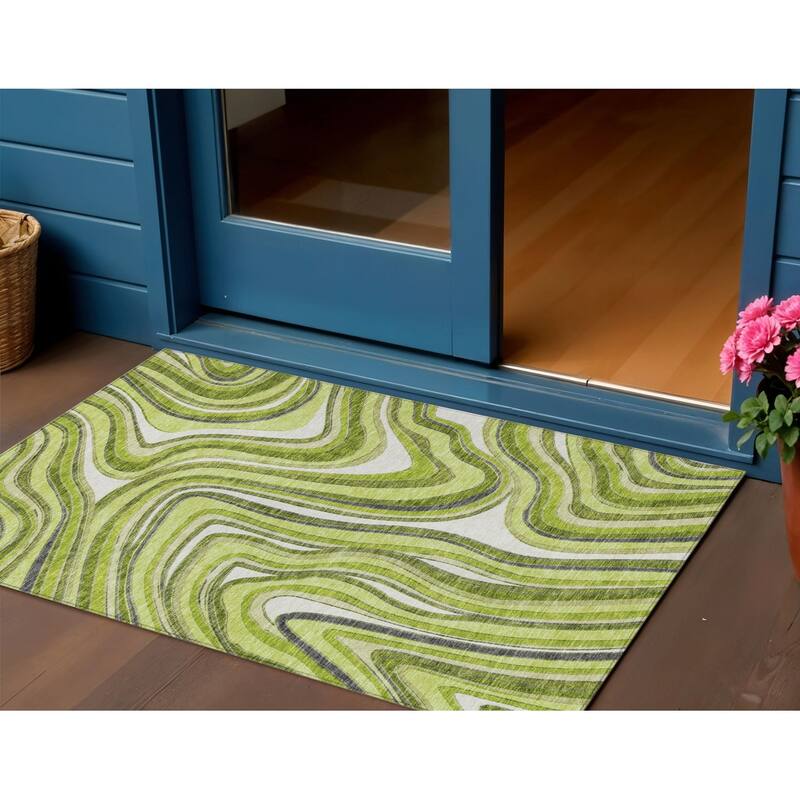 HomeRoots Abstract Transitional Rectangle Outdoor Rug - 3' x 5'