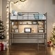 preview thumbnail 2 of 16, Modern Full Size Loft Bed With Desk And Storage Shelves And Ladder And Safety Guaranteed