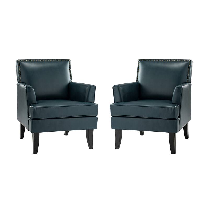 Nileus Modern Classic Polyester Accent Chair with Solid Wooden Legs Set of 2 by HULALA HOME