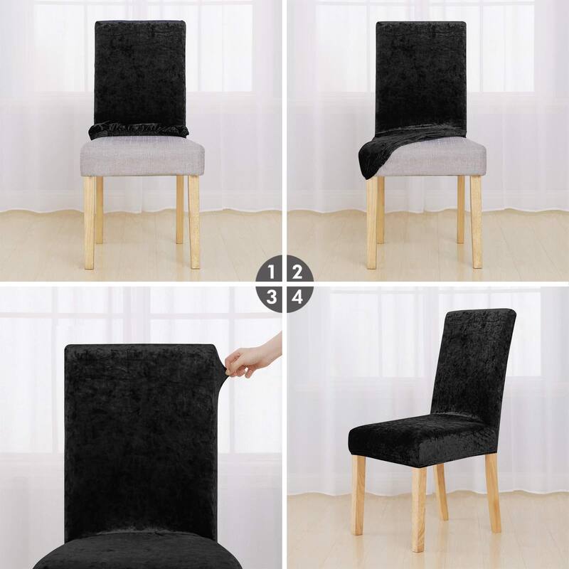 Deconovo Velvet Stretch Polyester Chair Slipcovers, Set of 6