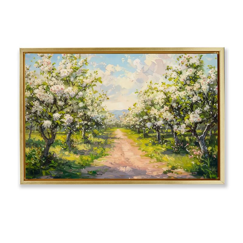 Stupell Path Through Flowering Trees Framed Floater Canvas Wall Art Design By LSR Creative Studio - 25 x 17 - Gold