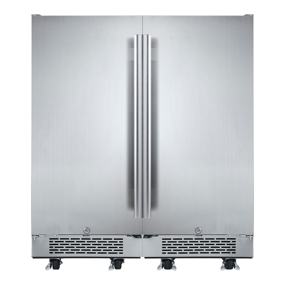 Overstock Avallon AFR151ODDUAL  30" Wide 6.6 Cu. Ft. Built-In or Free Standing Outdoor Side by Side Dual Compact Refrigerator (Stainless Steel)