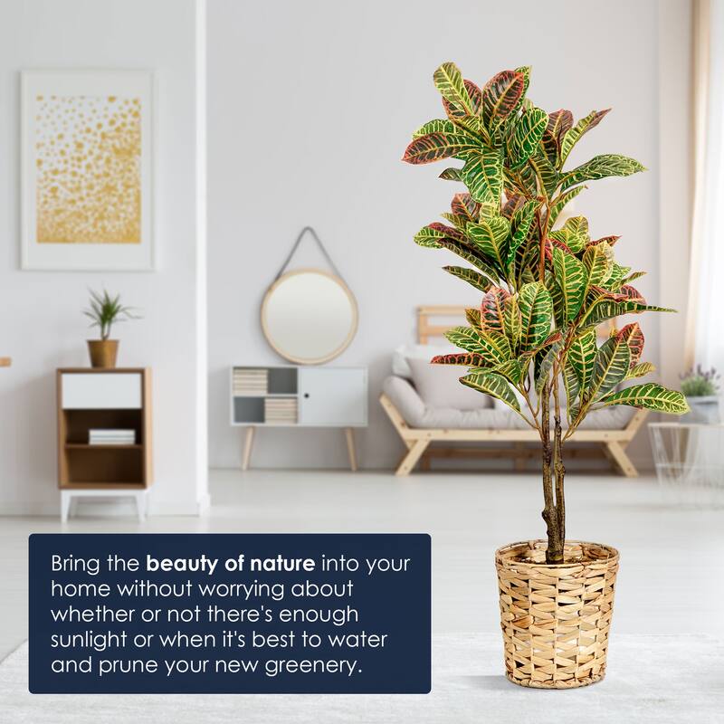 American Art Decor Artificial Faux Tree in White Tapered Ceramic Pot