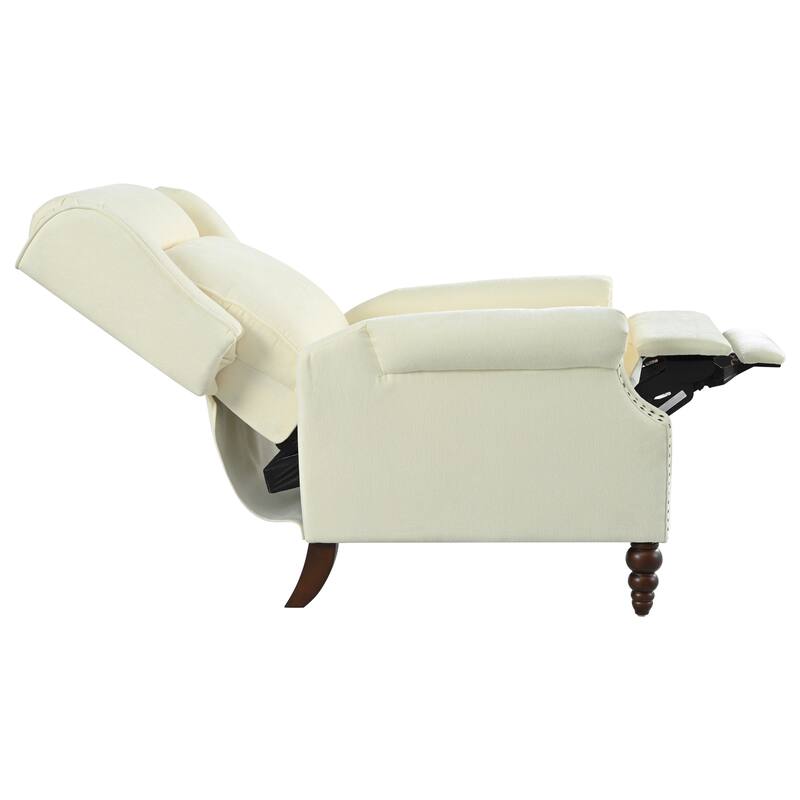 29.75" Chenille Recliner Chair for Living Room, Upholstered Wingback Armchair with Wooden Legs, Rolled Arms for Bedroom