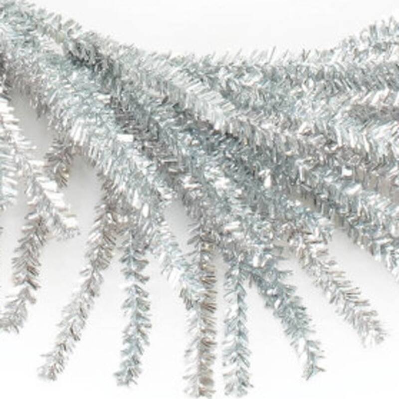 HomeRoots 21" Silver Tinsel Faux Pine Christmas Artificial Wreath