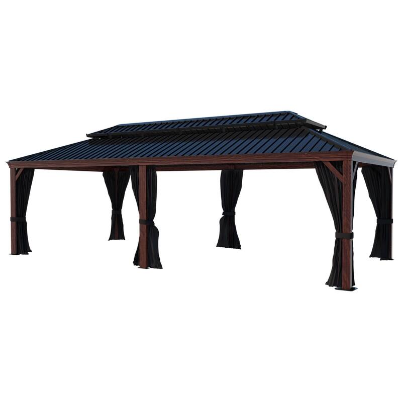 VEIKOUS Outdoor Premium Gazebo with Galvanized Steel Double Roof, Aluminum Frame, and High-Quality Nettings