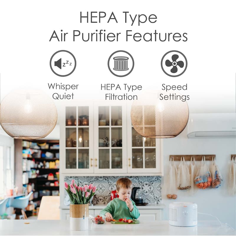 Crane HEPA Air Purifier with 3 Speed Settings for Rooms up to 300 sq. ft.