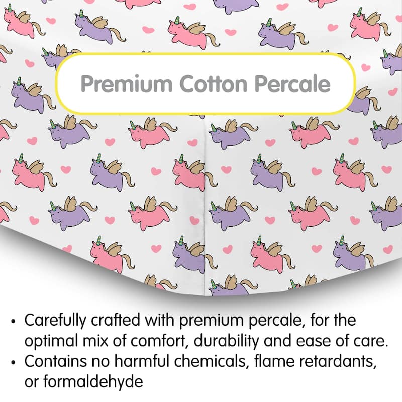 BreathableBaby Cotton Percale Fitted Sheet, For 52" x 28"/132 x 71 cm Crib & Toddler Bed Mattress, Prints (2-Pack)