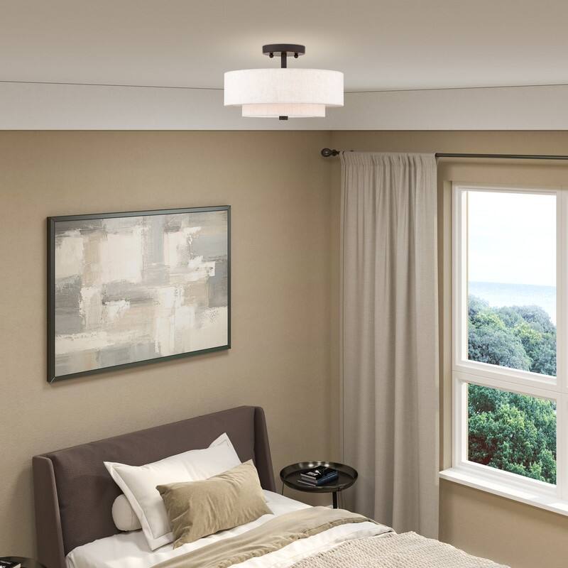 Livex Lighting 2-light Fabric Shade Flush Mount, 51083-92, 51083-91
