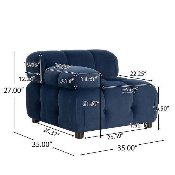 dimension image slide 2 of 8, Hennepin Velvet 3 Seater Modular Tufted Sofa by Christopher Knight Home