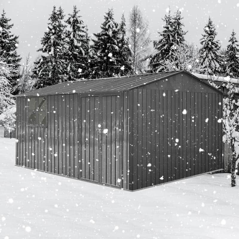 GDFStudio - Metal Garden Shed 12ft x 10ft Outdoor Storage Shed with Window