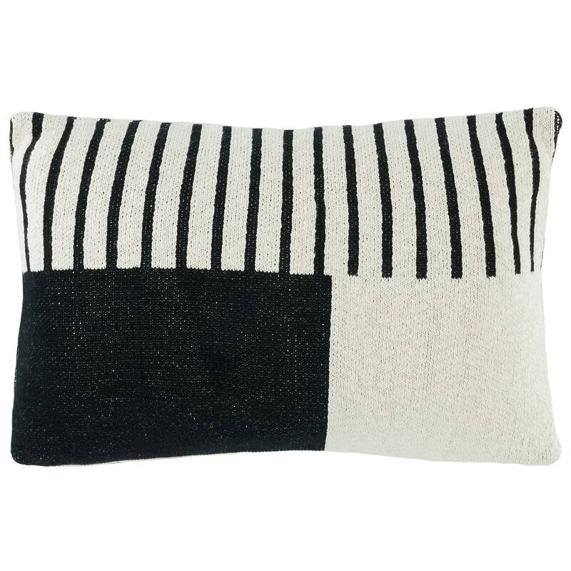 SAFAVIEH Home Drew 12 x 20-inch Ivory/Black Lumbar Pillow