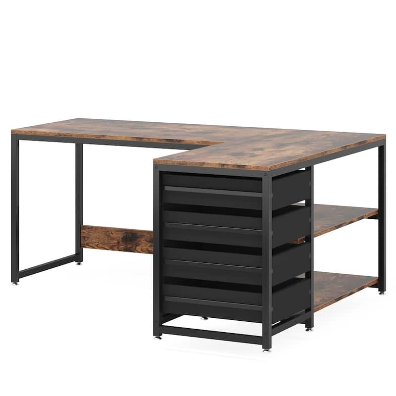 59" Industrial L-Shaped Desk