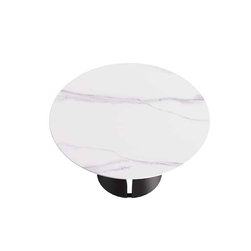 53" Dining Table Round Marble Kitchen Table, Sintered Stone Panel Table